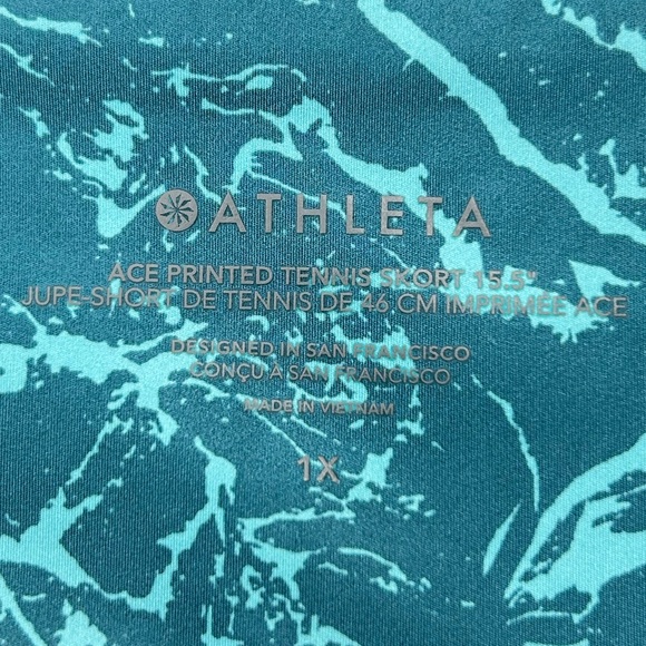 Athleta Ace Printed Tennis Skort 15.5" Size‎ 1X Teal Active Pockets Pickelball - Picture 13 of 14